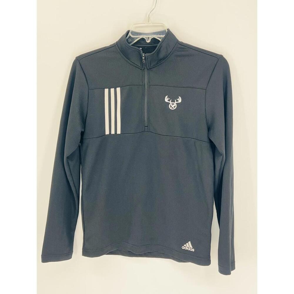 Adidas Black Quarter-Zip‎ Pullover Medium Polyester Athletic
